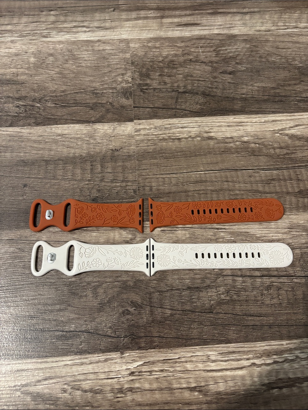 Silicone Floral Apple Watch Bands - Terracotta & Cream